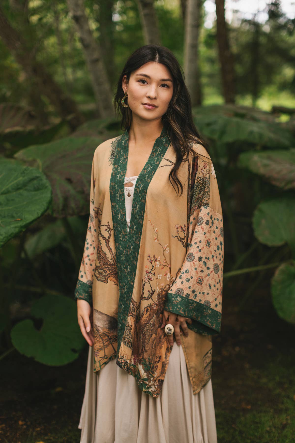 Fable Matinée Duster Kimono w/ Deer and Moon