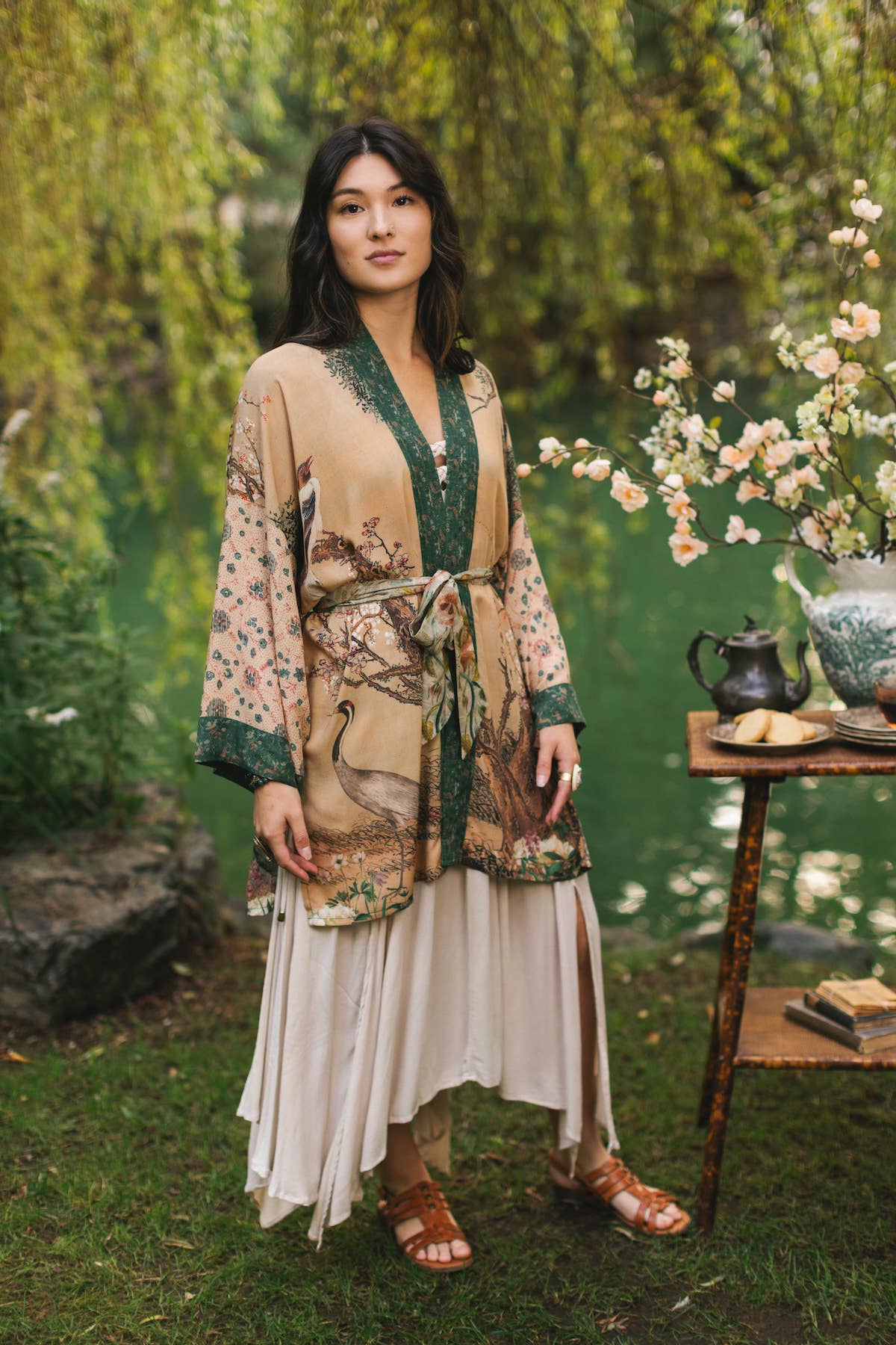 Fable Matinée Duster Kimono w/ Deer and Moon