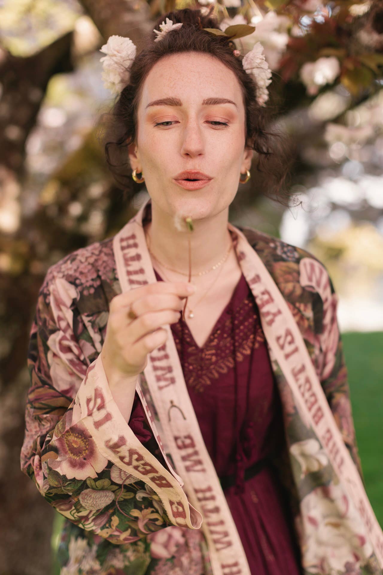 Make A Wish Pixie Duster Cropped Kimono w/ Wishbone Dandelion