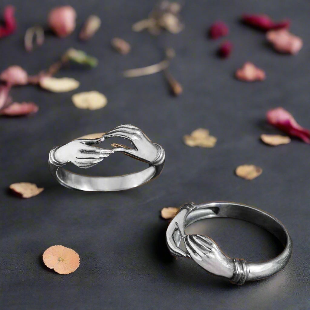 Sterling Silver Lover's Hands Ring