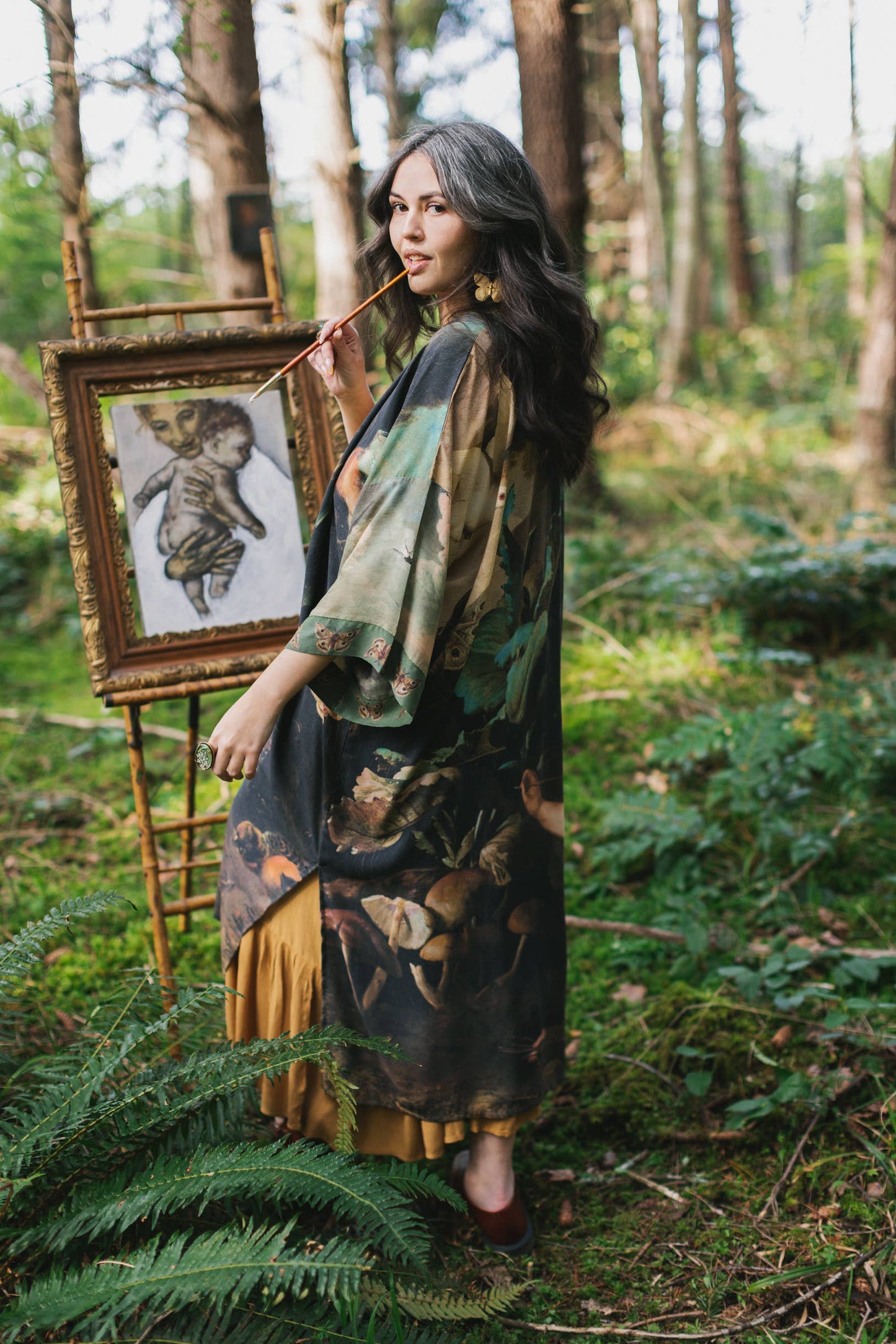 Heartwork Duster Kimono Robe w/ Butterflies
