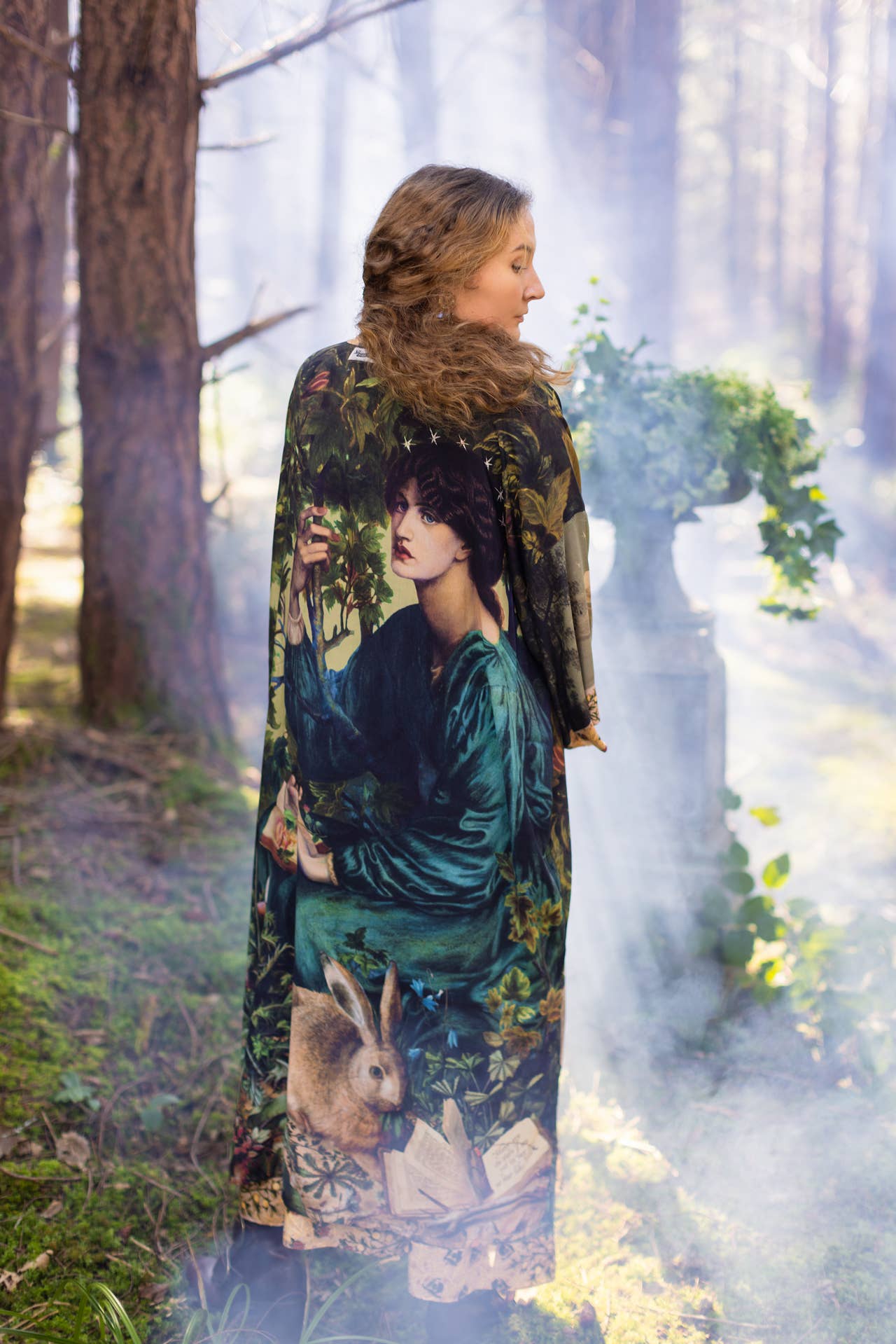 Bella Notte Kimono Robe w/ Rabbit and Moon
