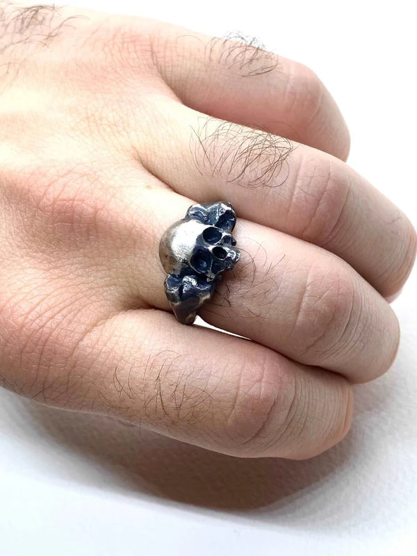 Sinister Sepulcher Skull and Bones Ring in Sterling Silver by Julian the 2nd