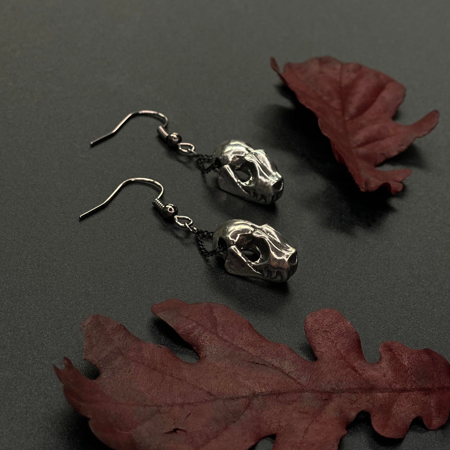 Bat Skull Earrings by Miyu Decay (Brass & Pewter)