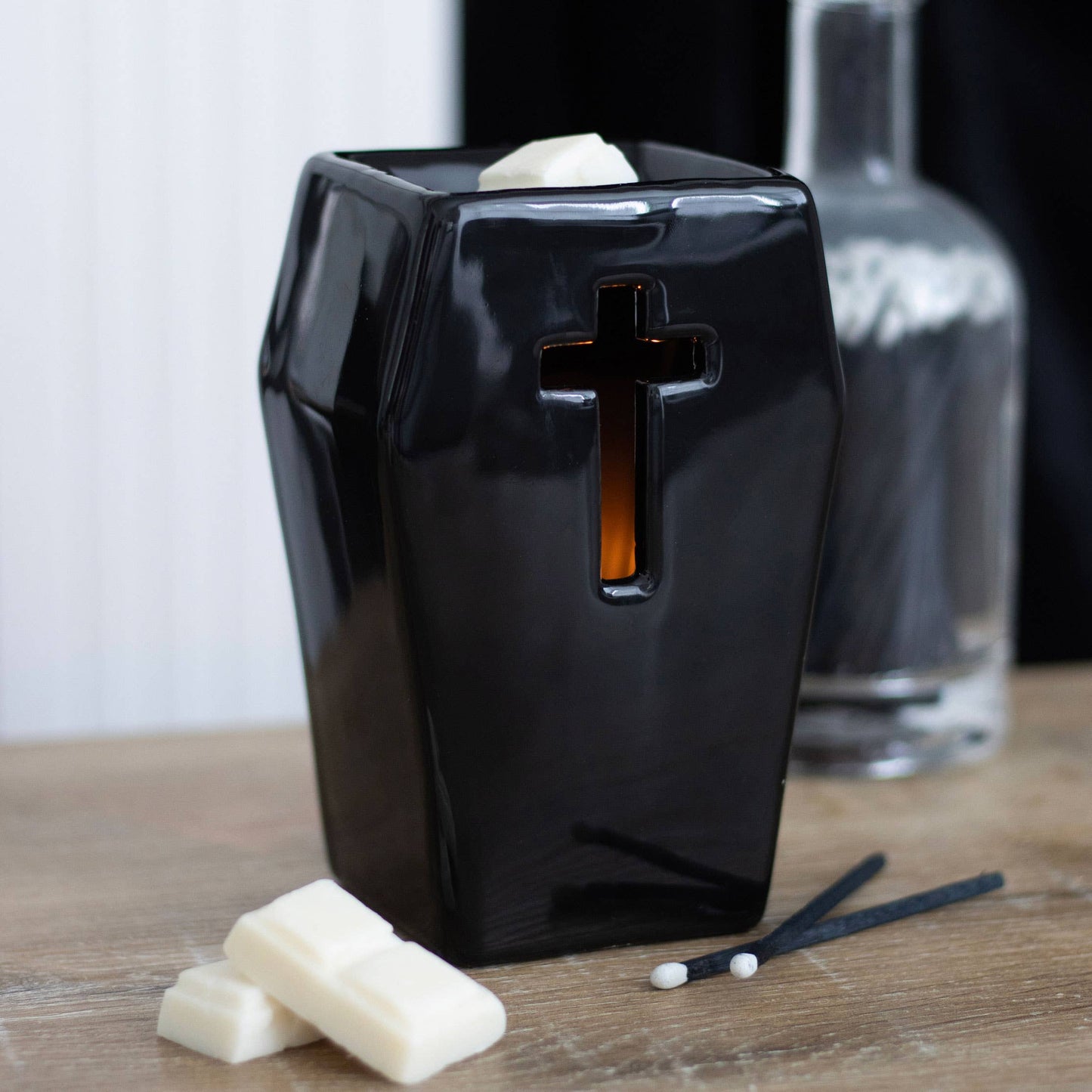 Gothic Black Coffin Oil Burner and Wax Warmer
