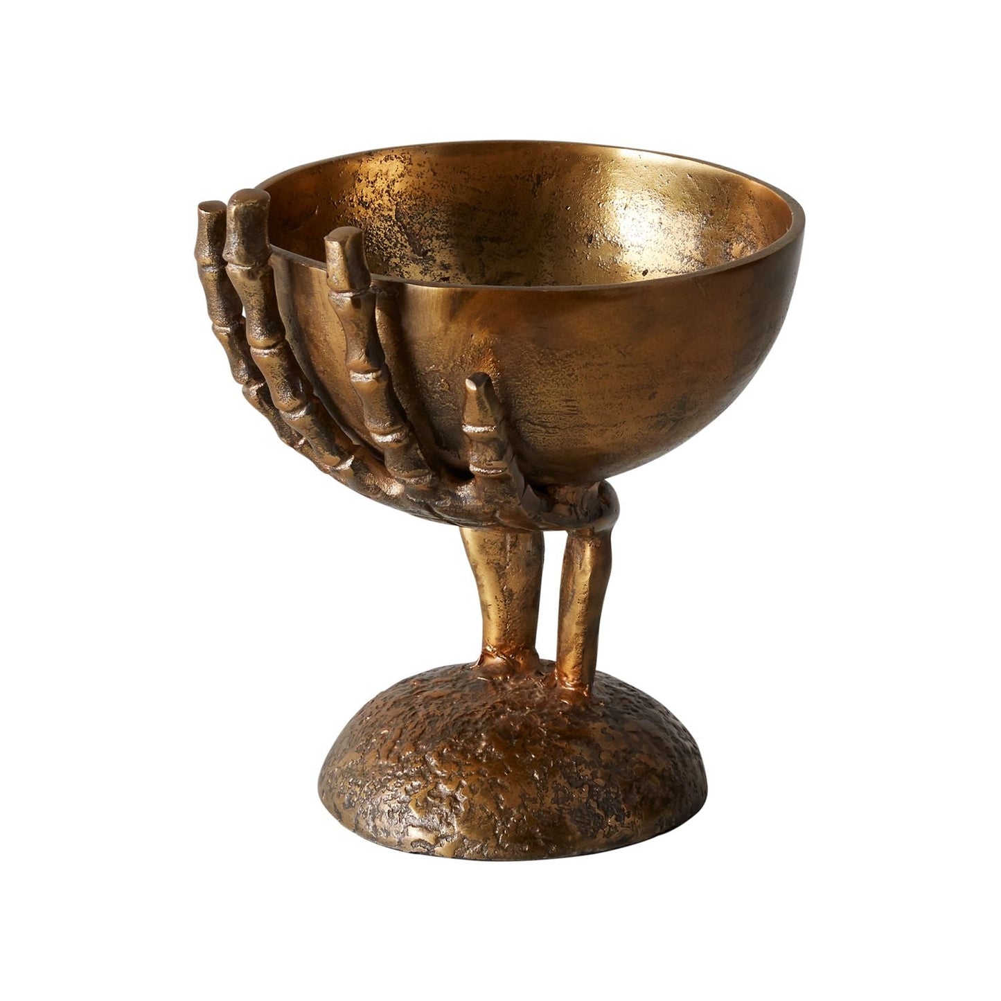 Maleficent - Large Brushed Gold Skeleton Hand Pedestal Bowl - Nocturne LLC