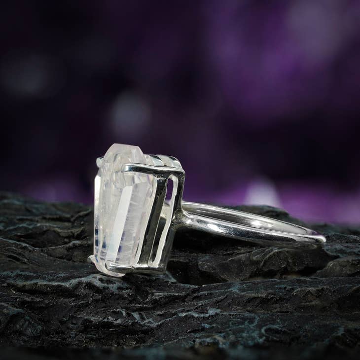 Rose Quartz Coffin Ring - Nocturne LLC