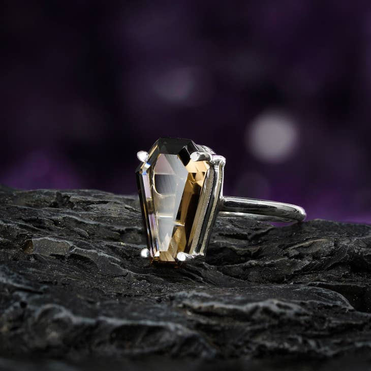 Smokey Quartz Coffin Ring - Nocturne LLC