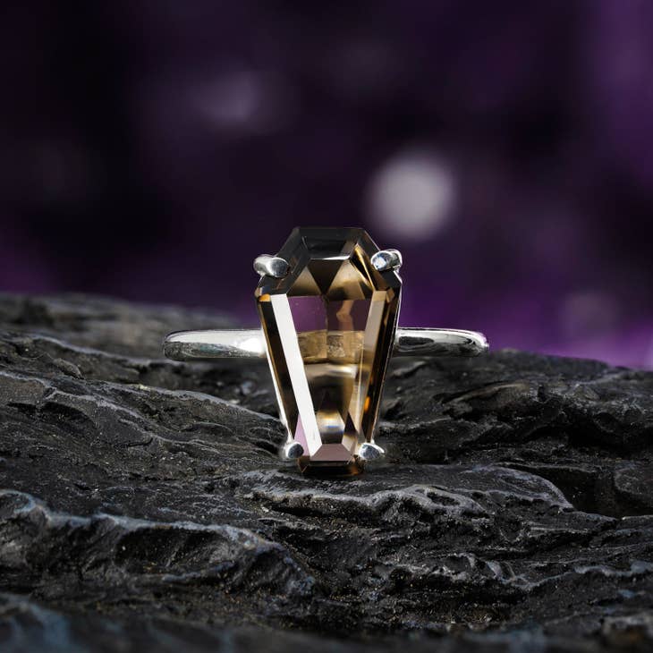 Smokey Quartz Coffin Ring - Nocturne LLC
