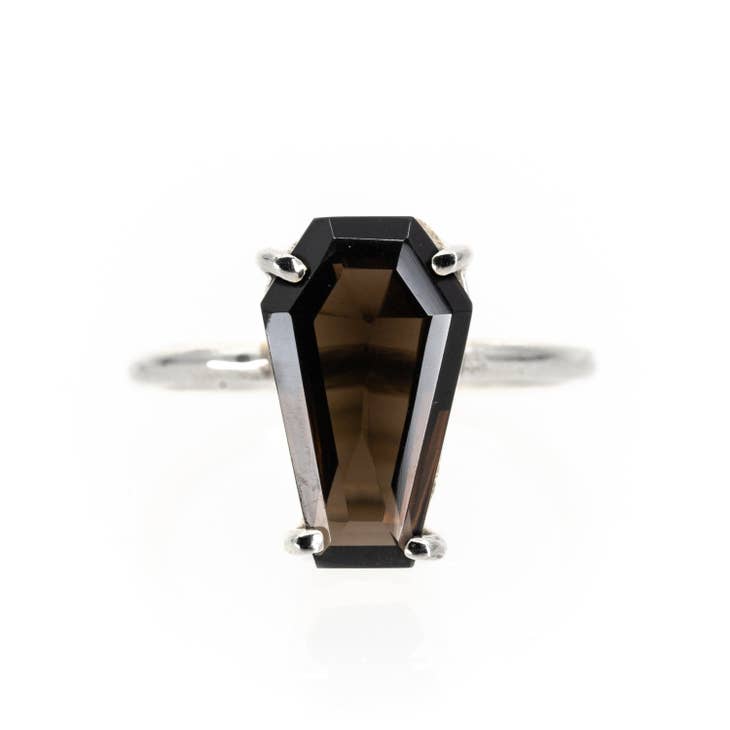 Smokey Quartz Coffin Ring - Nocturne LLC