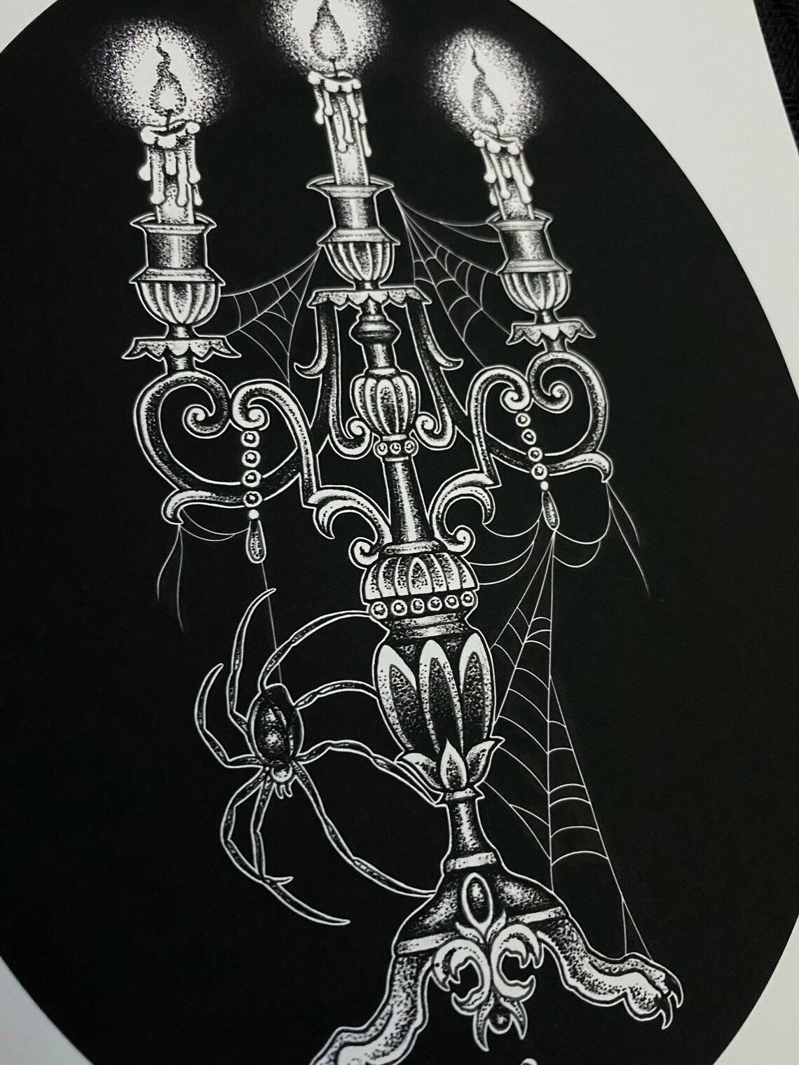 Spider Haunted Candelabra 8.5 x 11 Print - Nocturne LLC
