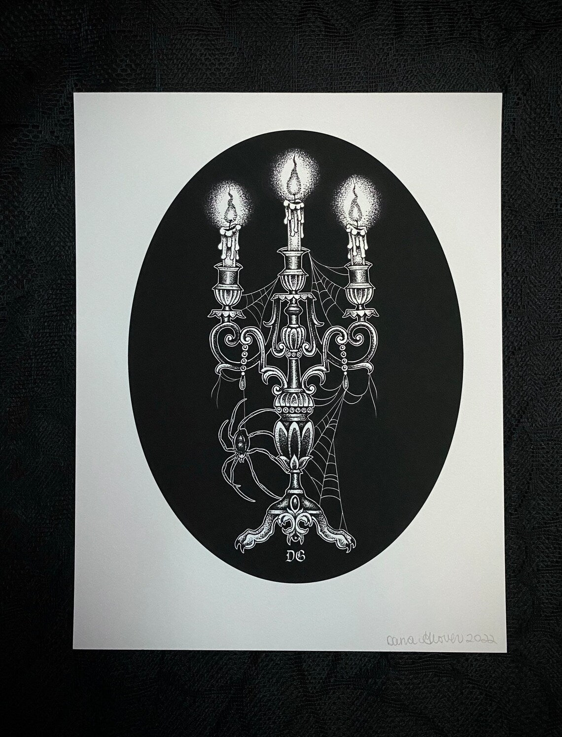 Spider Haunted Candelabra 8.5 x 11 Print - Nocturne LLC