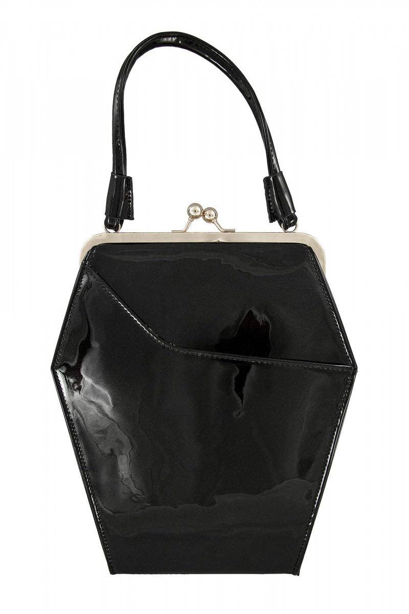 Patent Leather Coffin Purse in Black