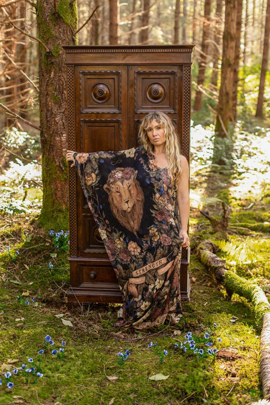 Lionheart Bohemian Scarf w/ Botanicals & Narnia Print