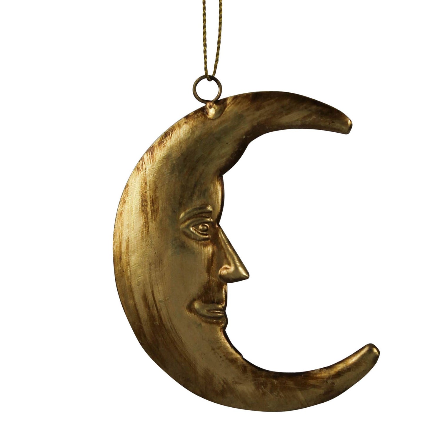 Vintage Brass Moon Face Ornament
