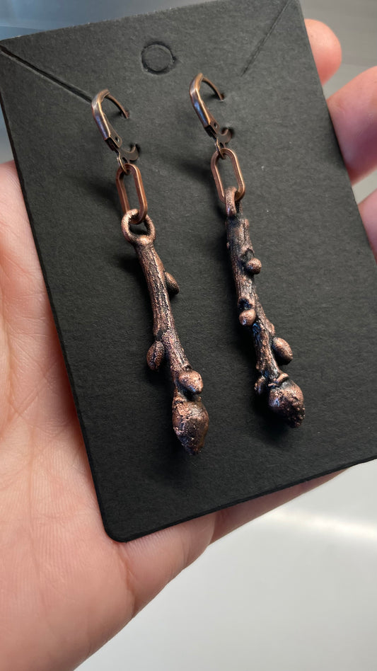 Twig Copper Earrings by Inex Jewelry