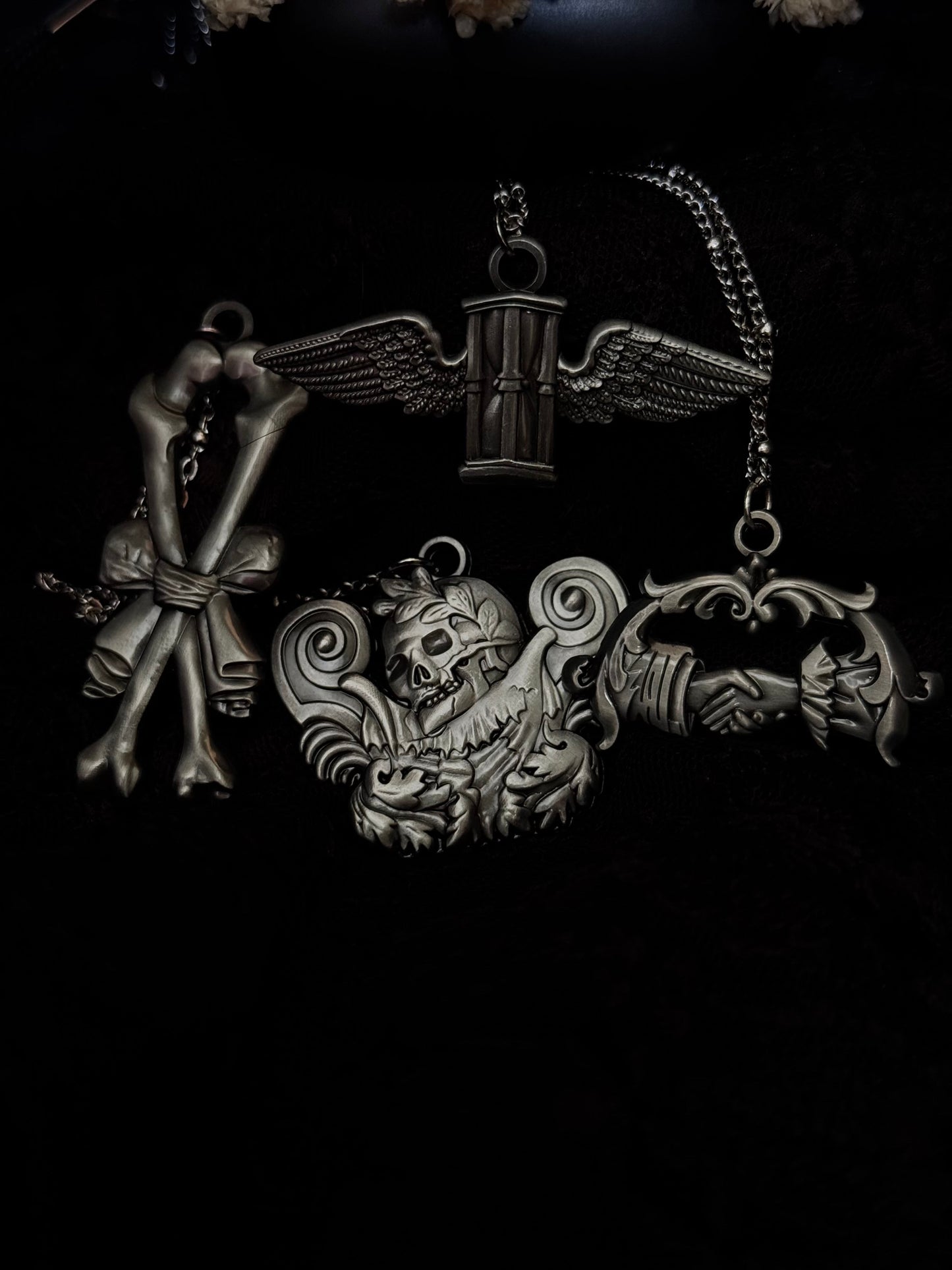 Skull and Plumes Necklace by Seance