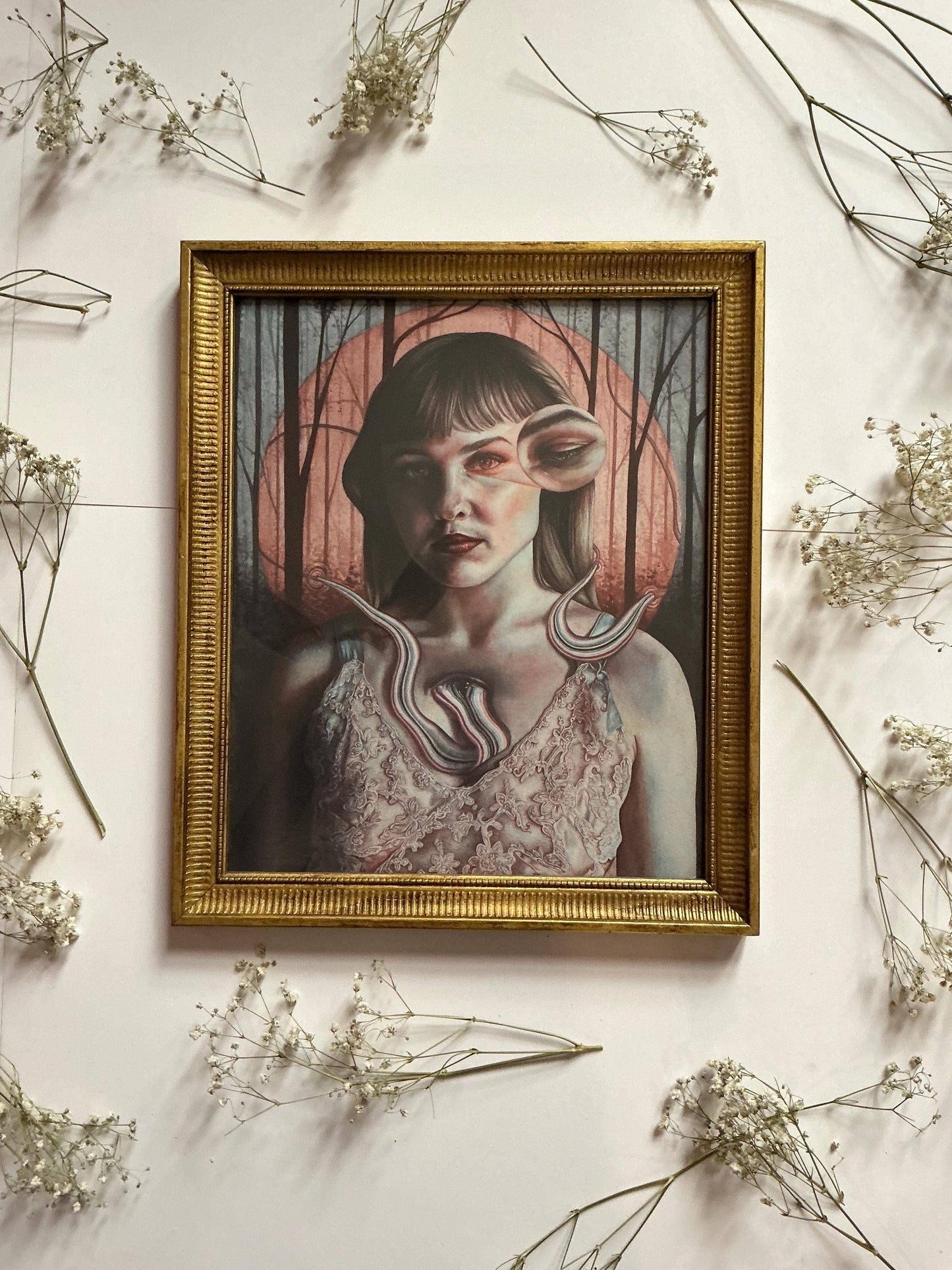 Framed Gothic Self Portrait Dark Surreal Wall Art