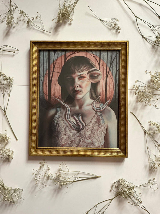 Framed Gothic Self Portrait Dark Surreal Wall Art