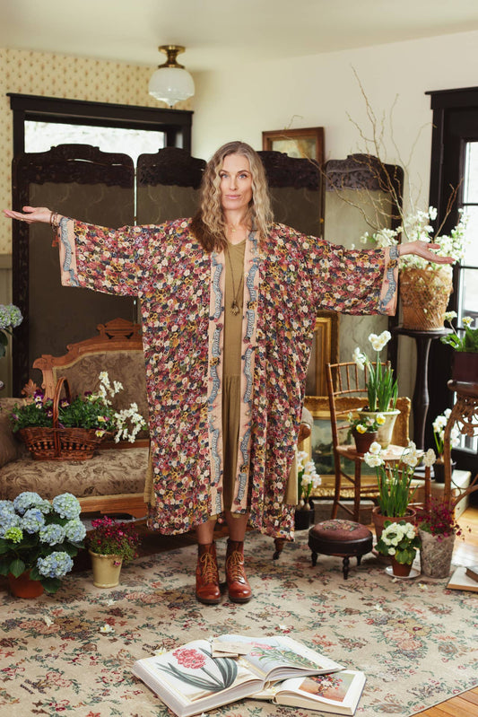 Art of Life Kimono w/ Flower Palette Print