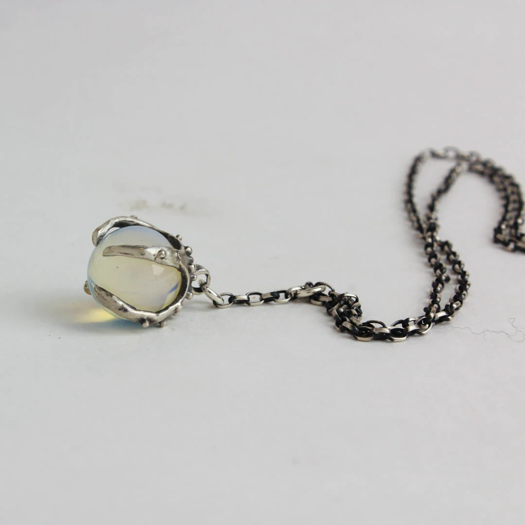Sorceress Crystal Ball Necklace in Opalite by Acid Queen Jewelry