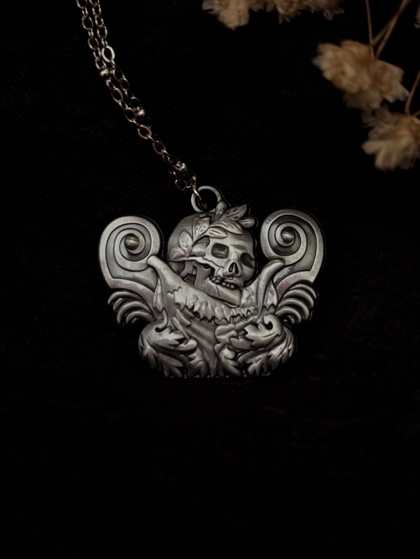 Skull and Plumes Necklace by Seance
