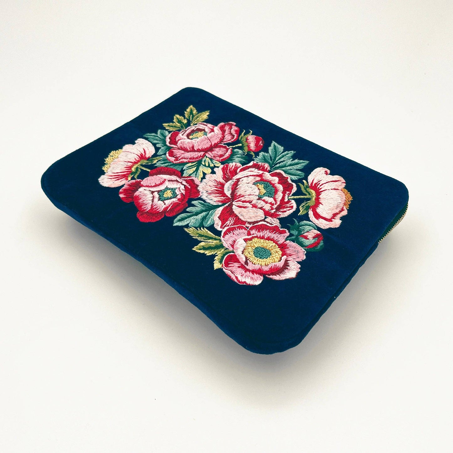 Peony - Prosperity Embroidered Velvet Everything Pouch
