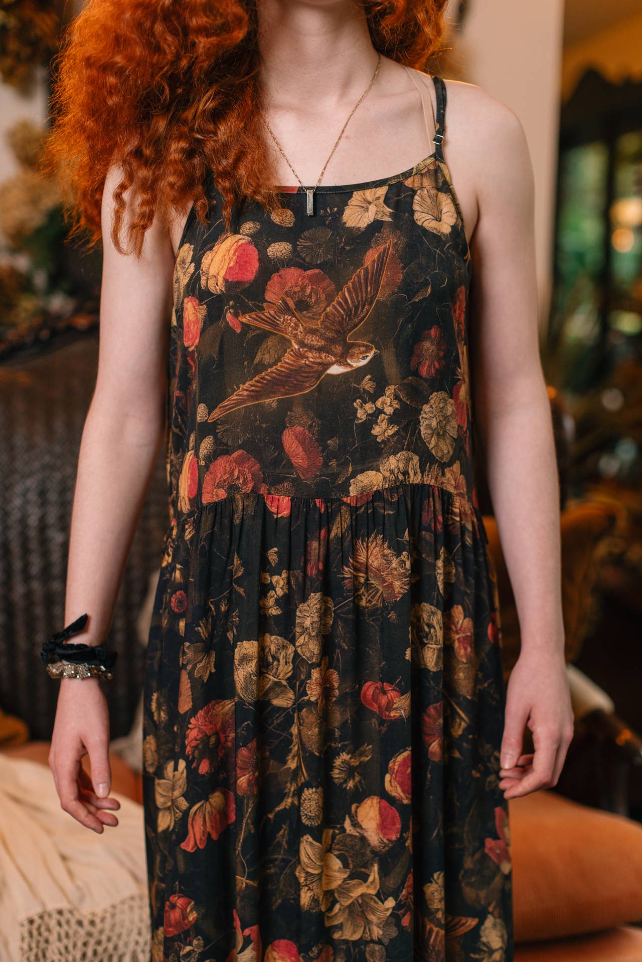 Heart of Gold Bohéme Long Maxi Slip Dress w/ Sacred Heart