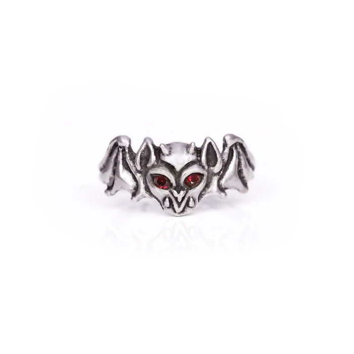 Baby Gargoyle Ring w Garnet Eyes