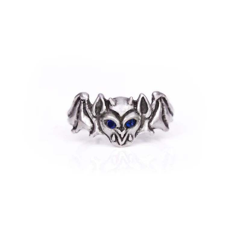 Blue Sapphire Eyes Baby Gargoyle Ring - Size 7
