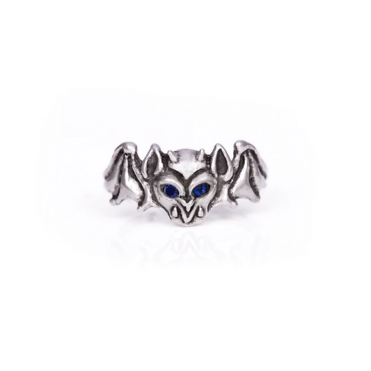 Blue Sapphire Eyes Baby Gargoyle Ring - Size 7