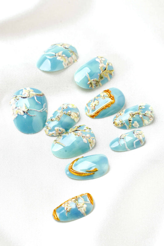 Vincent Van Gogh Almond Blossoms - Short Oval Press-On Nails
