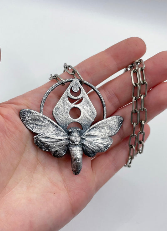 Silver Cicada Moonphase Necklace by Inex Jewelry