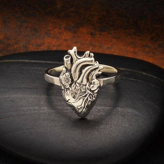 Anatomical Heart Ring in Sterling Silver