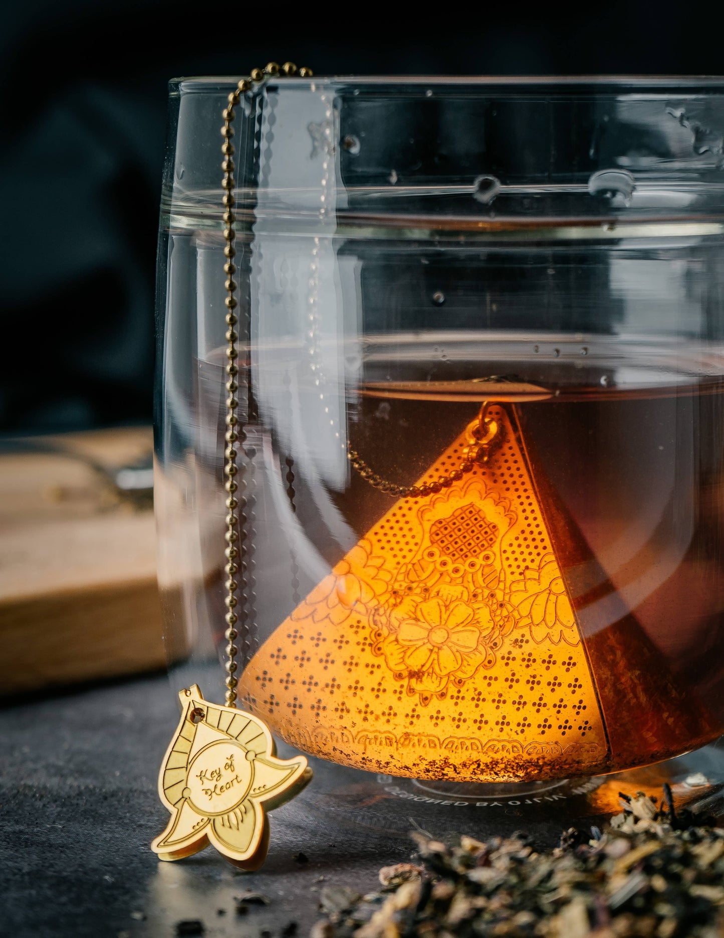 Golden Pyramid Tea Infuser with Chain