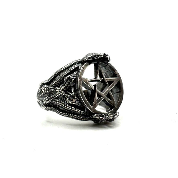 Medusa Pentacle Ring in Sterling Silver