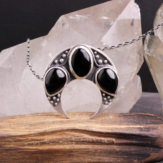Luna Necklace by Acid Queen Jewelry in Black Agate + Black Spinel
