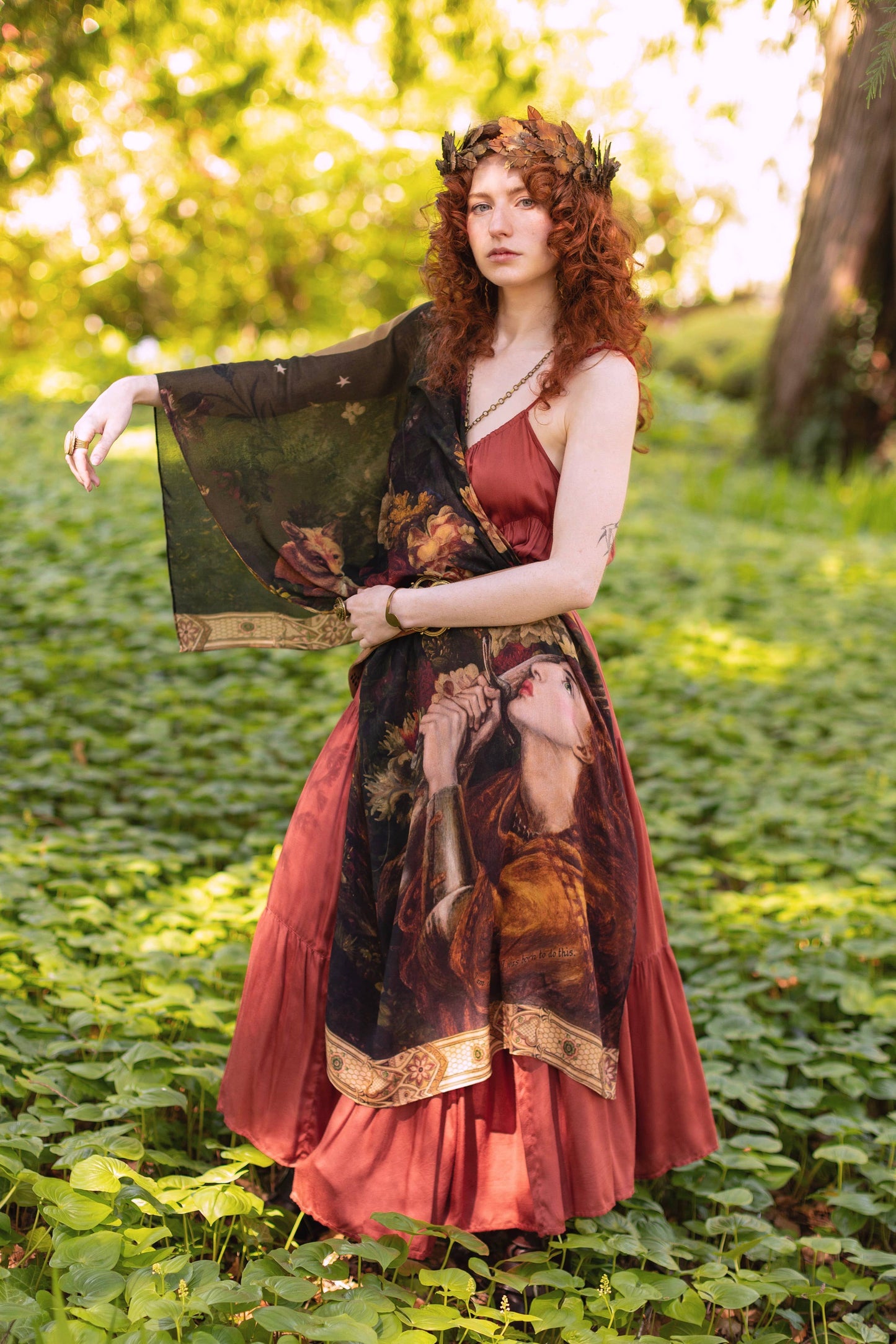 The Messenger Scarf with Joan of Arc & Florals