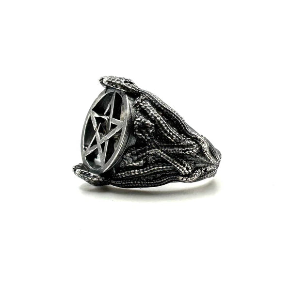 Medusa Pentacle Ring in Sterling Silver
