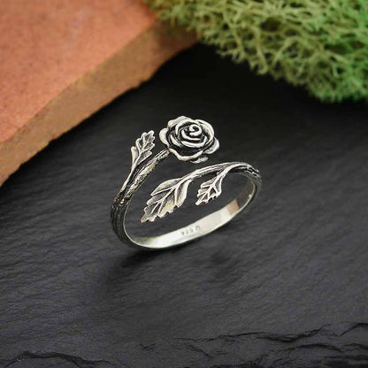Rose Adjustable Ring in Sterling Silver