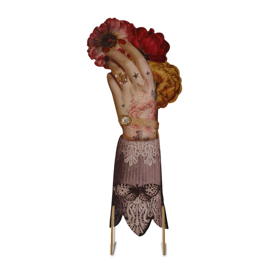 Victorian Hand with Flowers Bookmark Silhouette