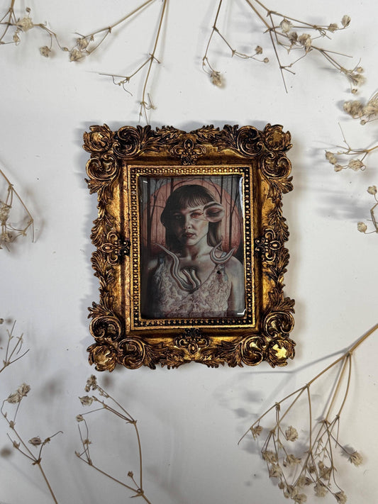 Self Portrait Resin in Antique Frame - Spooky Watercolor