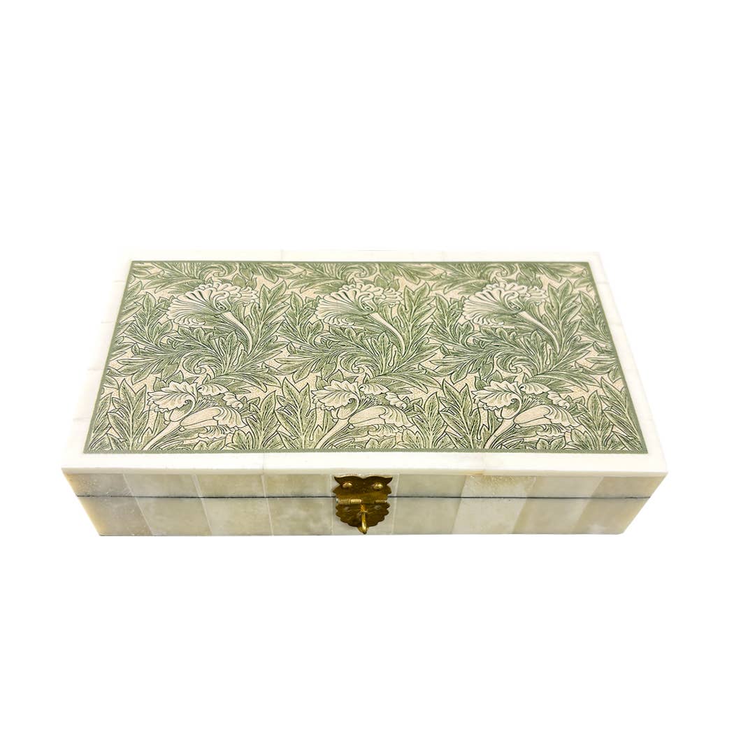 William Morris Tulip Printed Jewelry Storage Bone Box