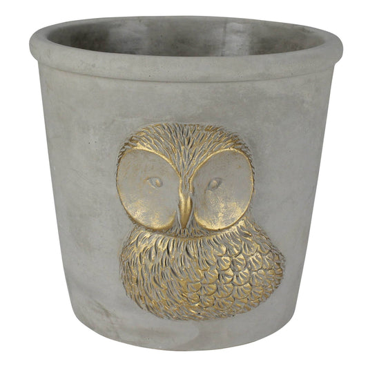 Cement Owl Cachepot Planter