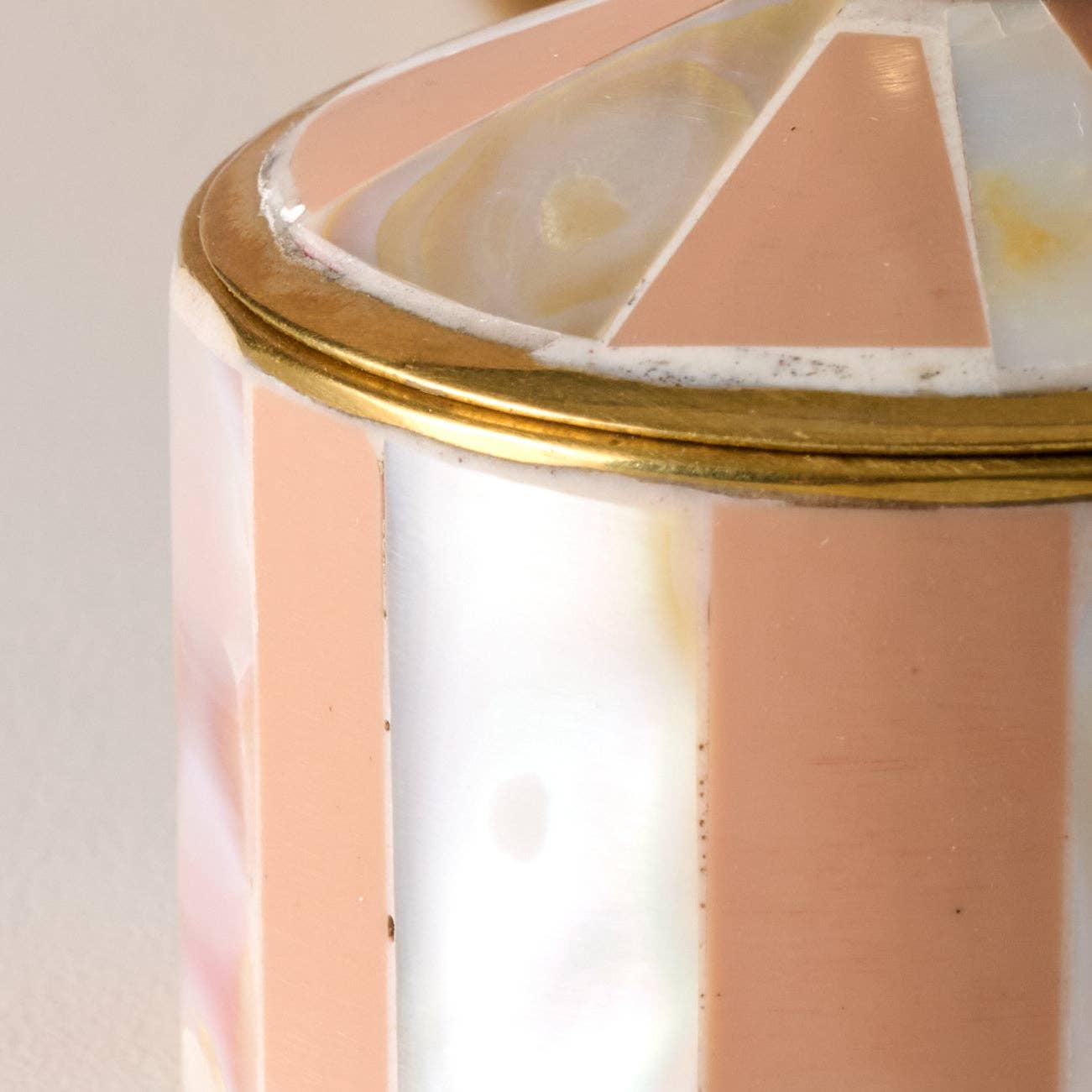Peach & Cream Mother of Pearl Circus Tent Trinket Box
