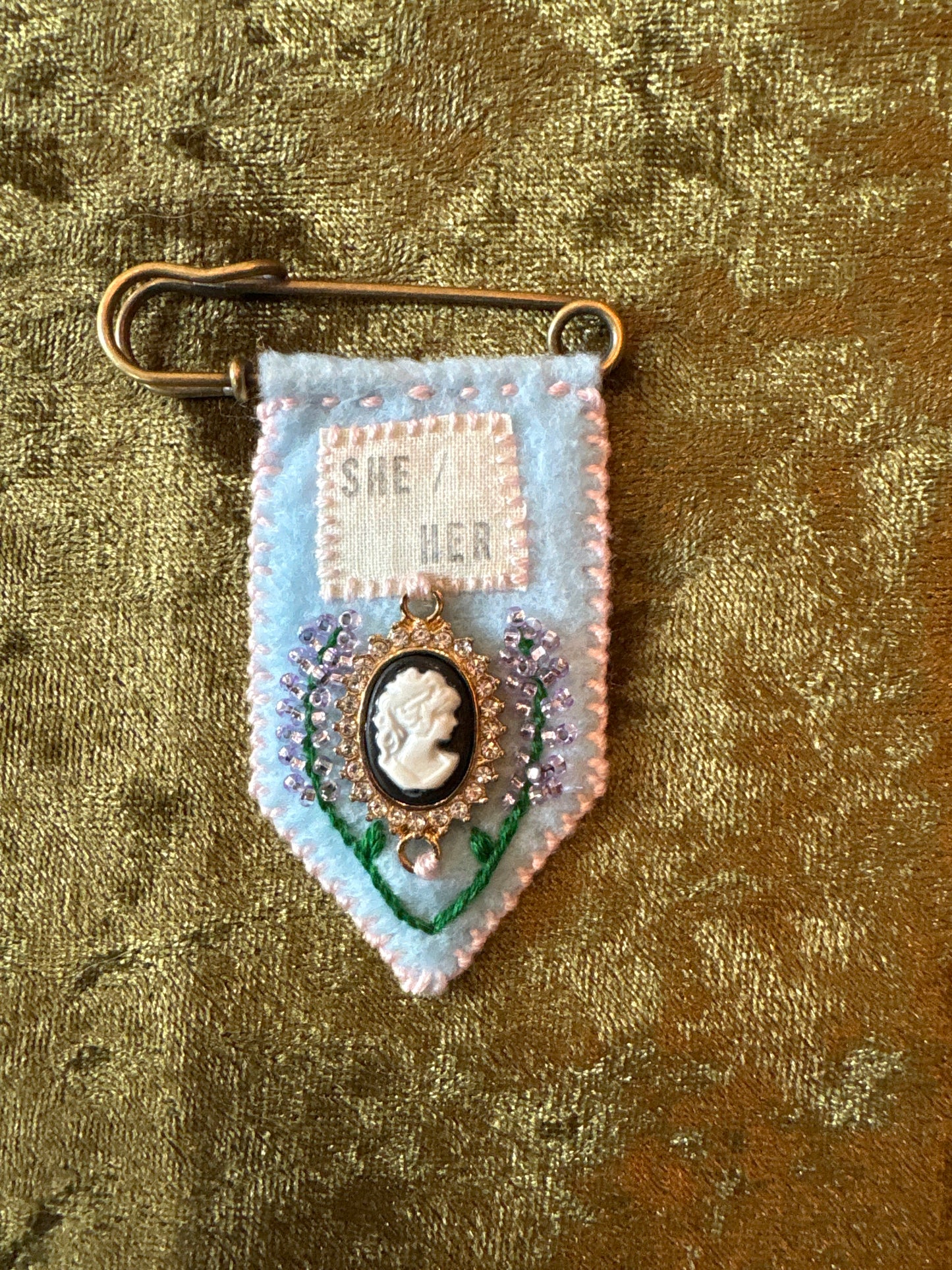 Handmade Pronoun Pins by Gentle Repose