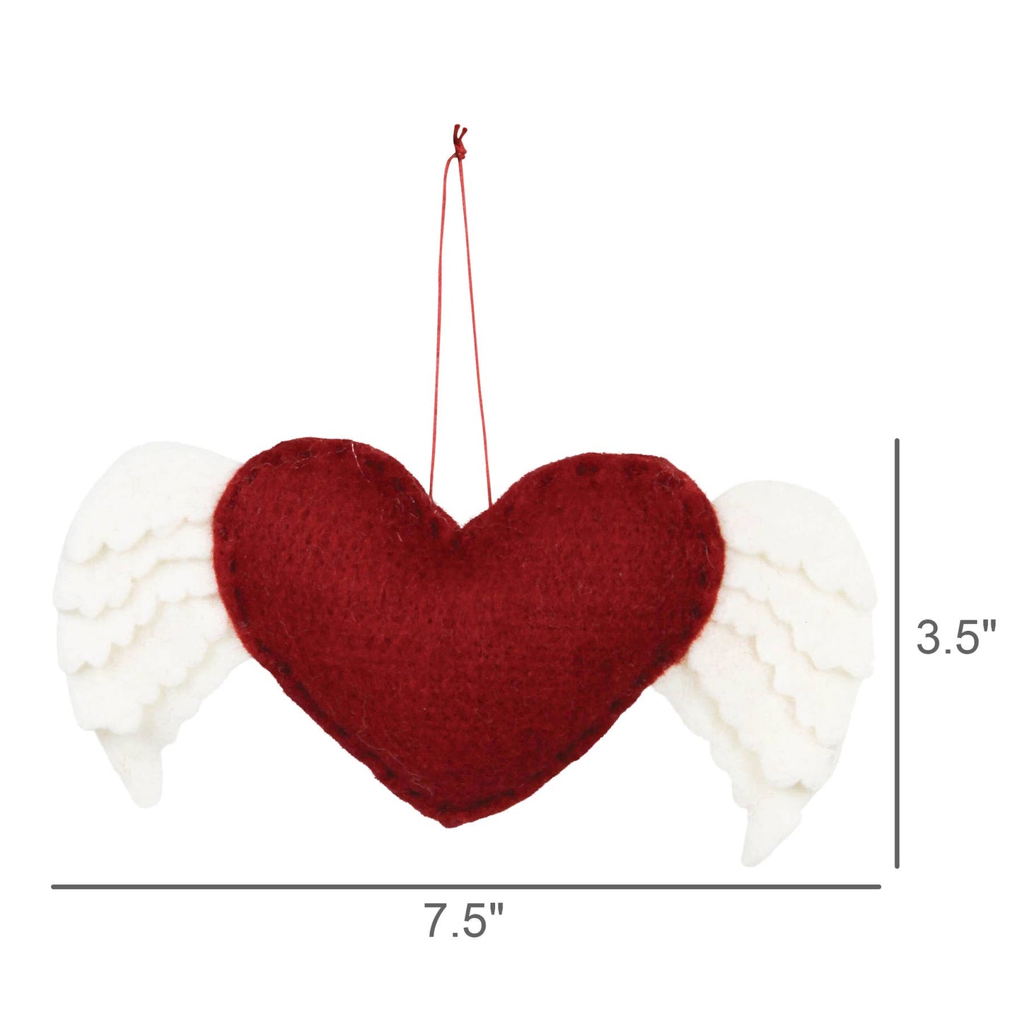 Felt Heart with Wings Ornament