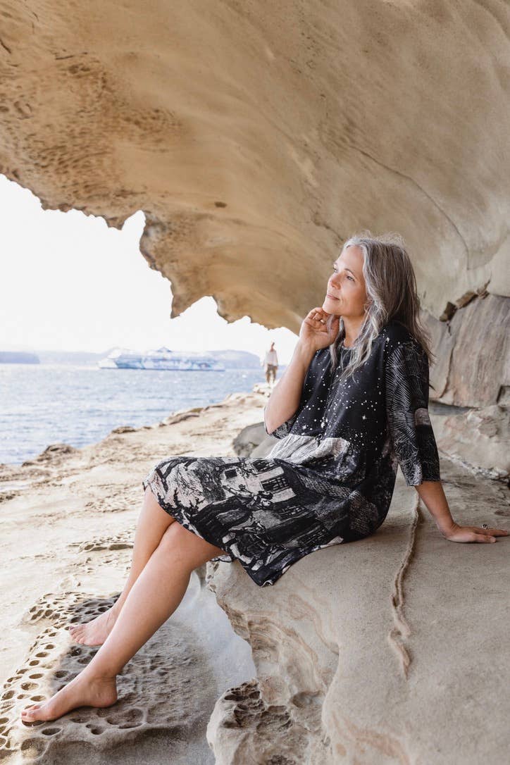 Stargazer Artist Dress with Pockets & Celestial Print