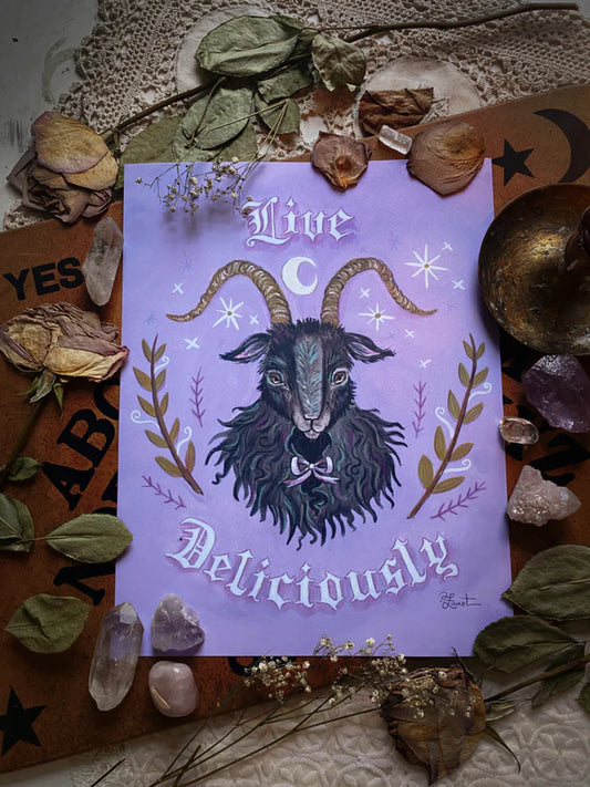 Black Phillip "Live Deliciously" 8.5x11 Art Print by Olivia Faust