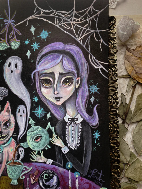 The Ghost Tea Party 8.5 x 11 Art Print by Olivia Faust